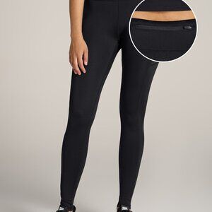 American Tall Active Leggings with Pockets for Tall Women in Black Size MM / Tal